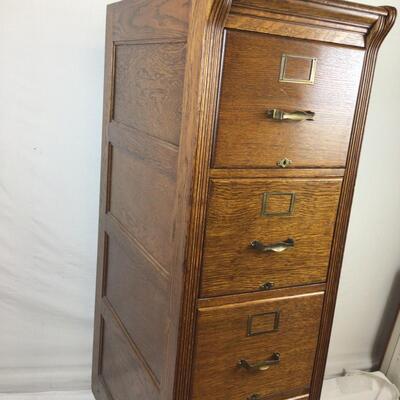 5473 Vintage Oak 4 Drawer Filing Cabinet