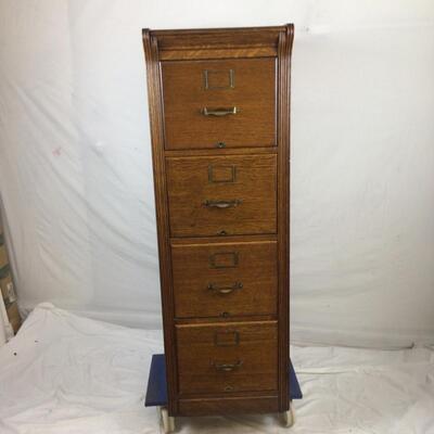 5473 Vintage Oak 4 Drawer Filing Cabinet
