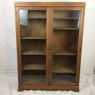 5474 Vintage Oak Glass Front Bookshelf