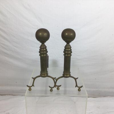 5480 Vintage Brass Canon Ball Style Andirons