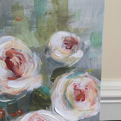 Lot 119R: Home Accent : Canvas Floral Prints & Square Nest Stoneware Jars