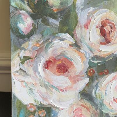 Lot 119R: Home Accent : Canvas Floral Prints & Square Nest Stoneware Jars