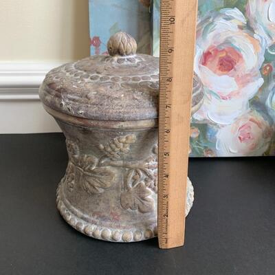 Lot 119R: Home Accent : Canvas Floral Prints & Square Nest Stoneware Jars