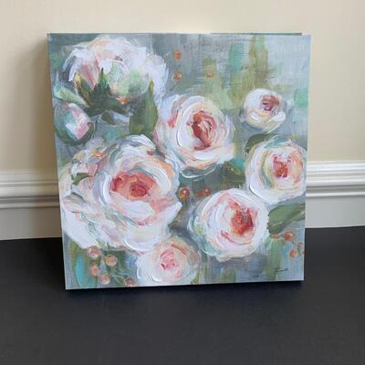 Lot 119R: Home Accent : Canvas Floral Prints & Square Nest Stoneware Jars