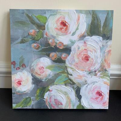 Lot 119R: Home Accent : Canvas Floral Prints & Square Nest Stoneware Jars