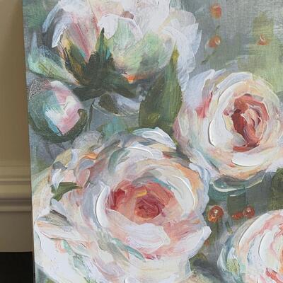 Lot 119R: Home Accent : Canvas Floral Prints & Square Nest Stoneware Jars