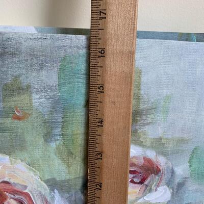 Lot 119R: Home Accent : Canvas Floral Prints & Square Nest Stoneware Jars