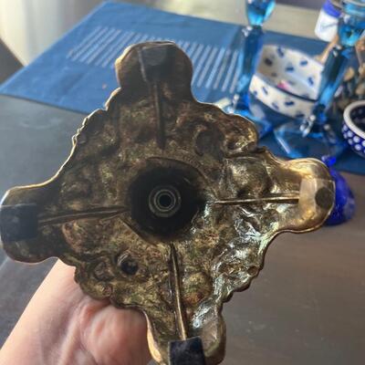 Brass and crystal ornate candy dish