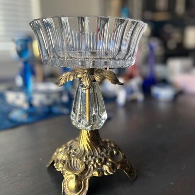 Brass and crystal ornate candy dish