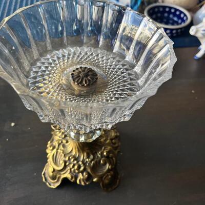Brass and crystal ornate candy dish