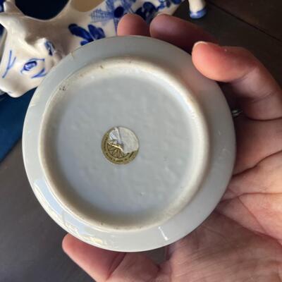 Vintage blue and white trinket box