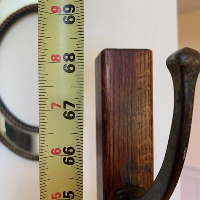 Lot 128-00R: Vintage Brass Miller Lamp & Oak Coat Rack