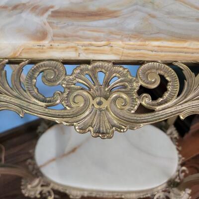 Marble and Metal Two tier Table