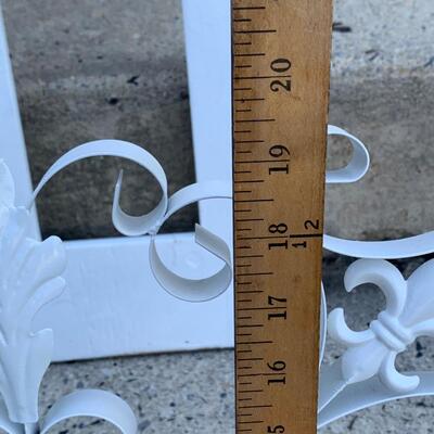 Lot 129-00R  Pier One Wood Arched Cathedral Window Decor & Metal  Medallion Wall Art