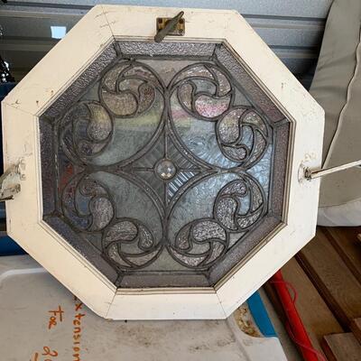 Lot 567R: Vintage Octagon Stained Glass Window