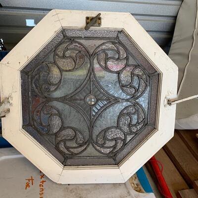 Lot 567R: Vintage Octagon Stained Glass Window