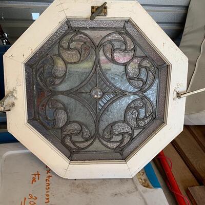 Lot 567R: Vintage Octagon Stained Glass Window