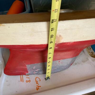 Lot 569R: Vintage Hand Crafted Sail Boat Hull for Decor or as  Project