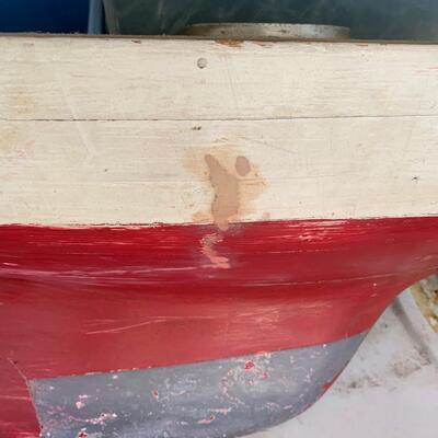 Lot 569R: Vintage Hand Crafted Sail Boat Hull for Decor or as  Project