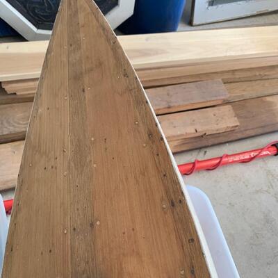 Lot 569R: Vintage Hand Crafted Sail Boat Hull for Decor or as  Project