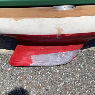 Lot 569R: Vintage Hand Crafted Sail Boat Hull for Decor or as  Project