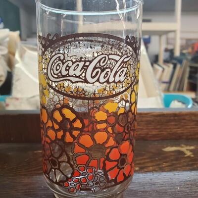Coke glass with flowers