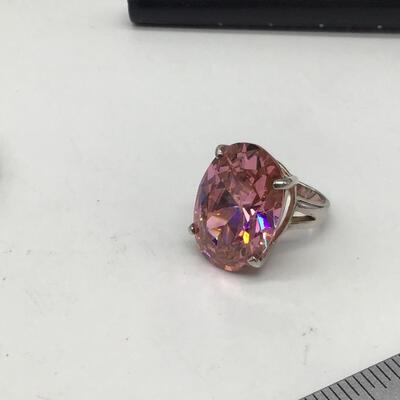 Huge Pink Rhinestone Cocktail Ring