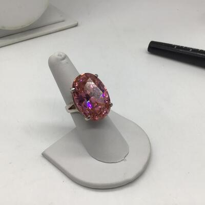 Huge Pink Rhinestone Cocktail Ring
