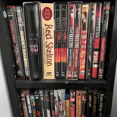 Large Lot Of DVDs With Shelf