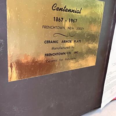 Vintage Centennial 1867-1967 Commemorative Ceramic Armor Plate Tile made by Frenchtown/CFI, Inc.