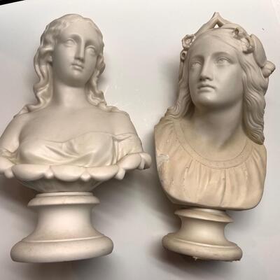 Lot of 2 Antique Parian Busts Including Copeland W.C. Marshall