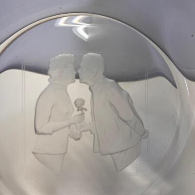 Lot of 6 Norman Rockwell Etched Glass Plates