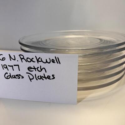 Lot of 6 Norman Rockwell Etched Glass Plates