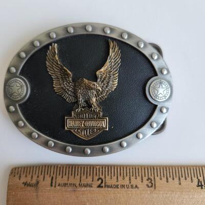 LOT 507RP: Harley Davidson Belt Buckle & Christmas Ornaments