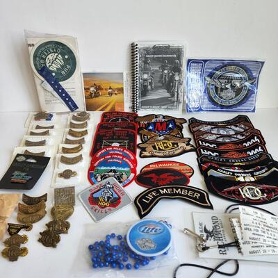 LOT 512RP: Huge Collection of Harley Davidson Members Only Pins, Patches, & More!