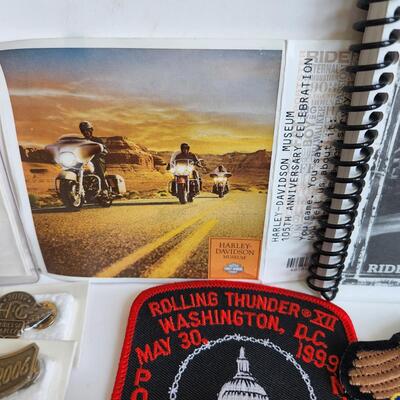 LOT 512RP: Huge Collection of Harley Davidson Members Only Pins, Patches, & More!