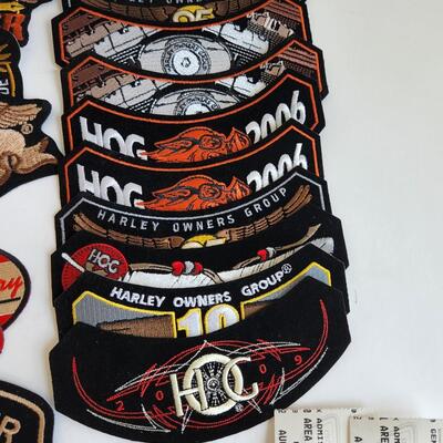 LOT 512RP: Huge Collection of Harley Davidson Members Only Pins, Patches, & More!