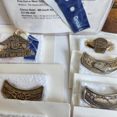 LOT 512RP: Huge Collection of Harley Davidson Members Only Pins, Patches, & More!