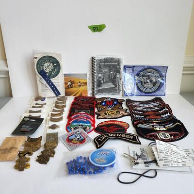 LOT 512RP: Huge Collection of Harley Davidson Members Only Pins, Patches, & More!