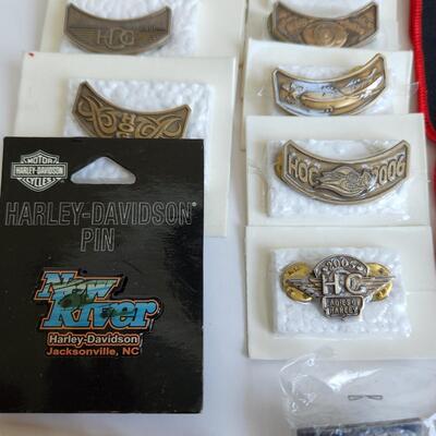 LOT 512RP: Huge Collection of Harley Davidson Members Only Pins, Patches, & More!