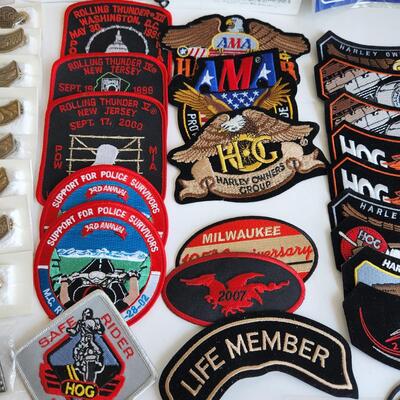 LOT 512RP: Huge Collection of Harley Davidson Members Only Pins, Patches, & More!
