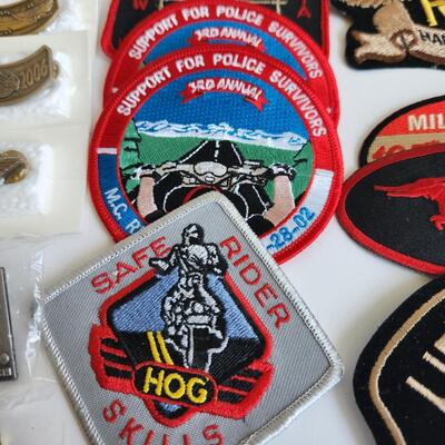 LOT 512RP: Huge Collection of Harley Davidson Members Only Pins, Patches, & More!