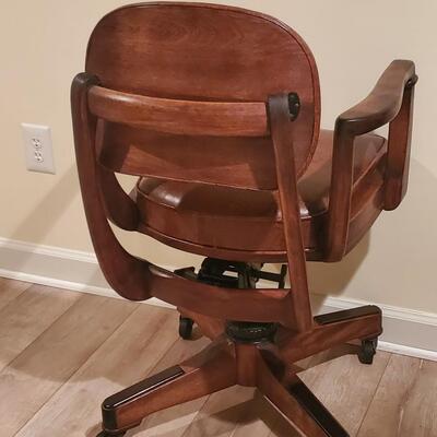 LOT 155G: Antique Sykes Office Chair and Vintage Floor Lamp
