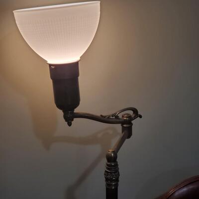 LOT 155G: Antique Sykes Office Chair and Vintage Floor Lamp