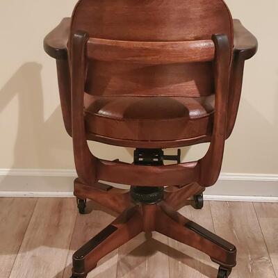 LOT 155G: Antique Sykes Office Chair and Vintage Floor Lamp