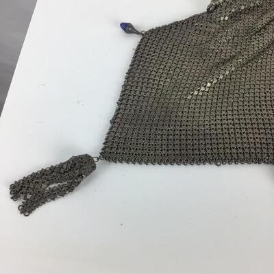 Lot. 5500  Antique Silver Mesh Handbag with Cabochon Blue Stones