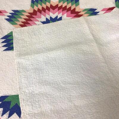 5485 Vintage Handmade Multi Colored Broken Star Patchwork Quilt