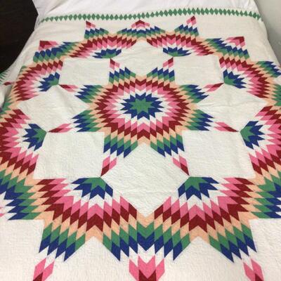 5485 Vintage Handmade Multi Colored Broken Star Patchwork Quilt