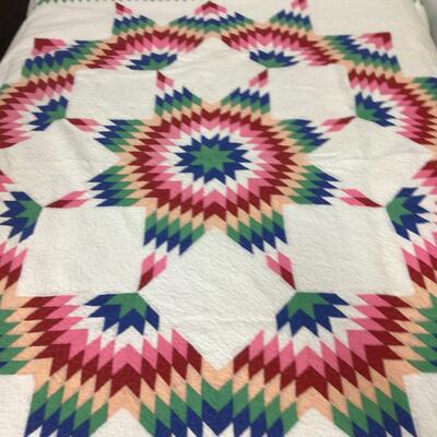 5485 Vintage Handmade Multi Colored Broken Star Patchwork Quilt