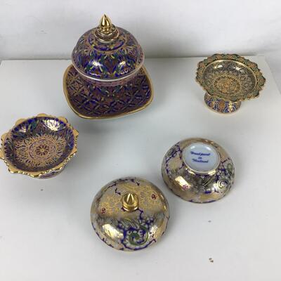 Lot. 5501. Five Piece Vintage  Thailand Benjarong with Plate